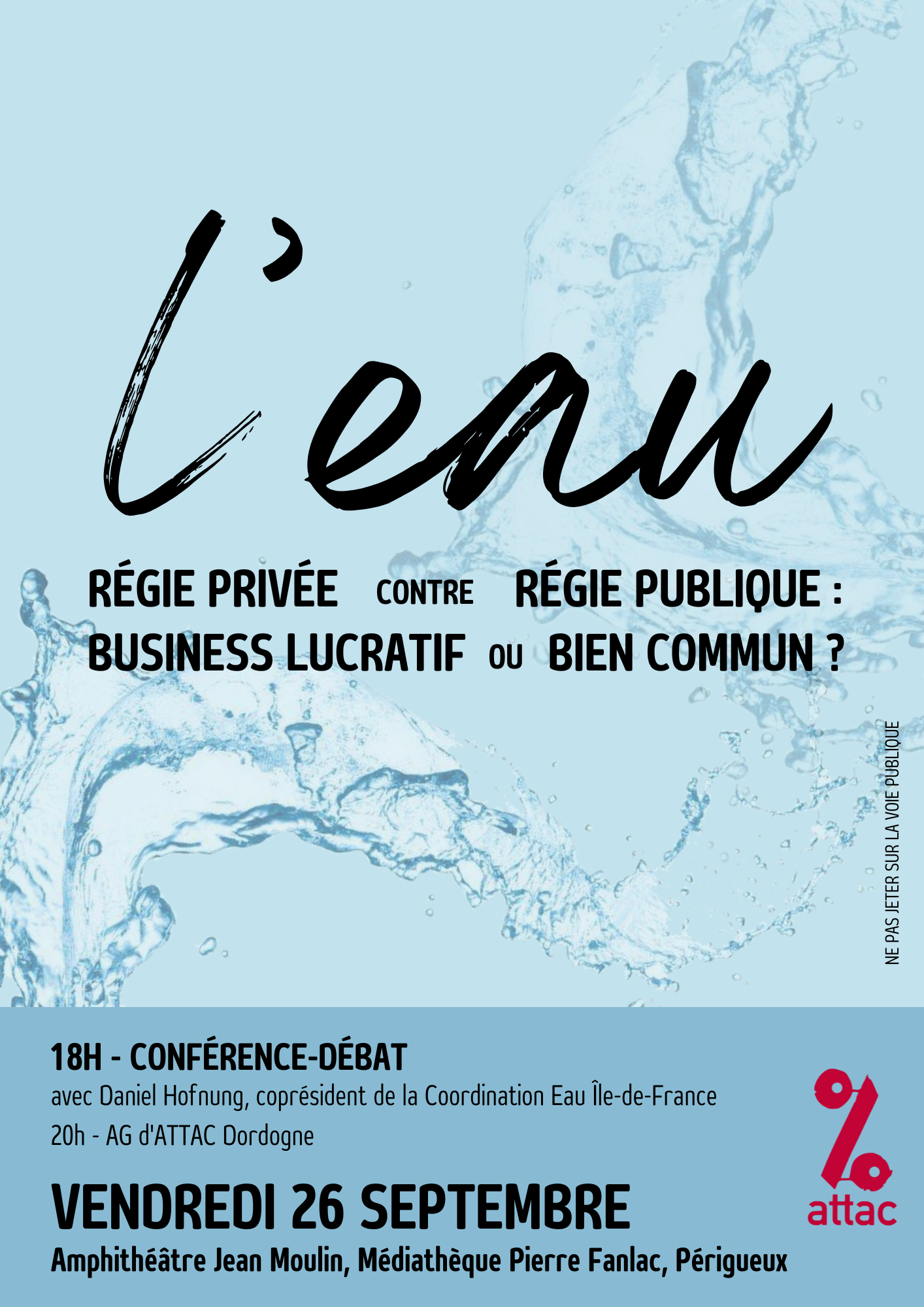 Conférence-débat sur l'eau animée par Daniel Hofnung, co-président de la coordination Eau Ile de France