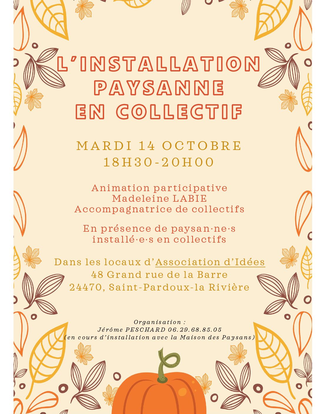 Réunion publique autour de l'installation agricole en collectif