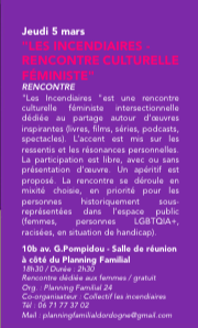 Les incendiaires - rencontre culturelle féministe